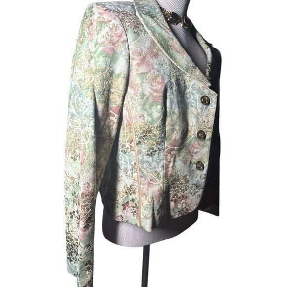 Larry Levine Women's Size 14 2pc Blazer Skirt Career Set Jacquard Work Lined - Picture 4 of 16